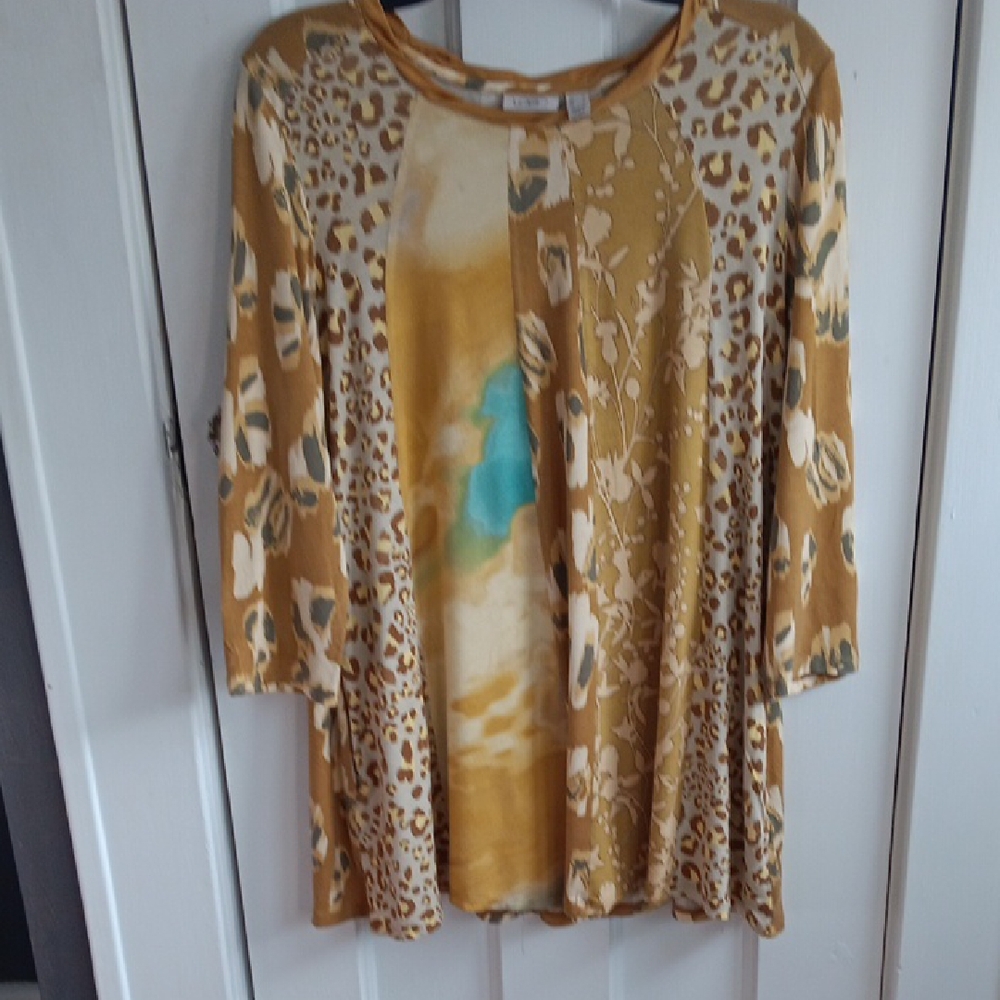 LOGO Leopard Print Tunic with Turquoise Accent